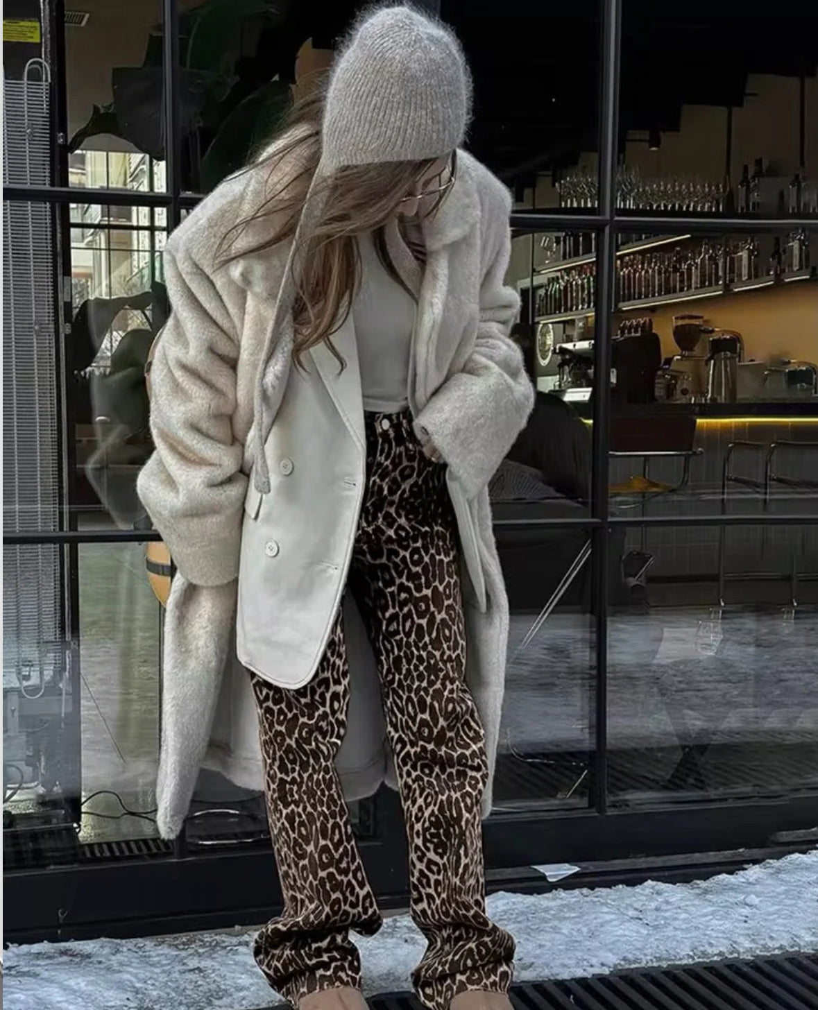 Leopard Denim Flared Jeans